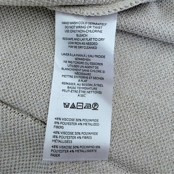 By Anthropologie Pleated Drop Waist Beige Chevron Knit Midi Dress Size Small - Picture 11 of 13